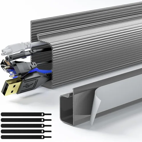 Miniatura 13 de Delamu Paquete de 2 organizadores de cables debajo del escritorio, organización de cables ordenada segura debajo de los escritorios para oficina