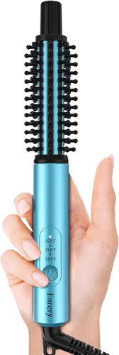 Miniatura 11 de Farery Mini cepillo térmico de 3 temperaturas ajustables, rizador de viaje para cabello corto de 1 pulgada, cepillo redondo calentado para rizos