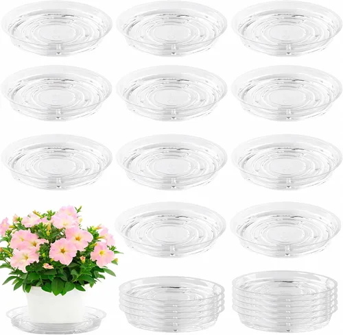 Miniatura 13 de Paquete de 30 platillos transparentes para plantas en interiores (4, 6, 8, 10, 12 pulgadas) platillos para macetas para plantas en maceta, juego