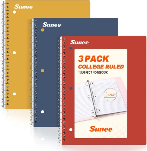 Miniatura 10 de SUNEE Spiral Notebook, 2-Subject, College Ruled Paper, 6" x 9-1/2", 80 Sheets, Spiral Notebooks for School, Black