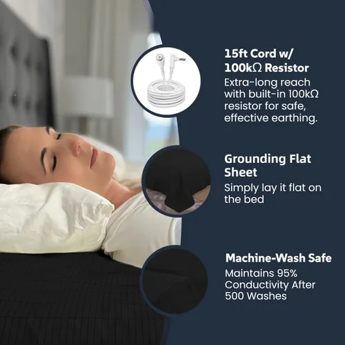 Miniatura 3 de OKOHEY Sábana encimera Grounding, tamaño individual – 90% algodón orgánico y 10% fibra plateada, sábana conductora de puesta a tierra para un mejor