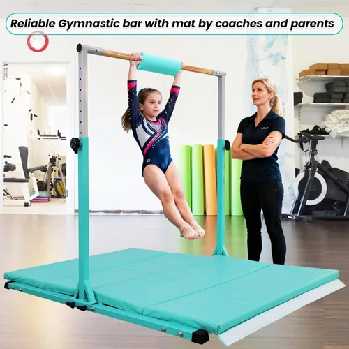 Miniatura 8 de Seliyoo - Barra de gimnasia plegable para niños de 3 a 20 años, barra horizontal de 5 pies/6 pies de largo, altura ajustable, barra de entrenamiento