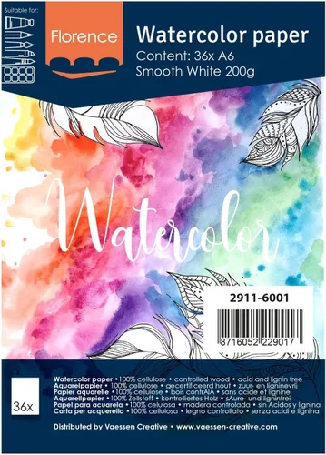 Miniatura 12 de Vaessen Creative VARTA Florence - Papel A4 para acuarela, 10 hojas para pintar, manuales, proyectos de arte y más, calidad artística, calidad