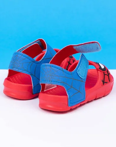 Miniatura 4 de Marvel Sandalias Spider-Man para niños, deslizadores de superhéroes con correa de apoyo para niños pequeños, calzado rojo y azul