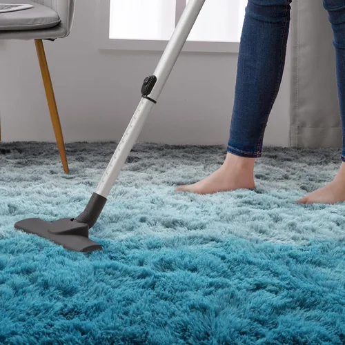 Miniatura 6 de DweIke Alfombras esponjosas de lujo para niños para sala de estar, dormitorio, 4 x 6 pies, alfombra de área negra y azul para niñas y niños, Azul