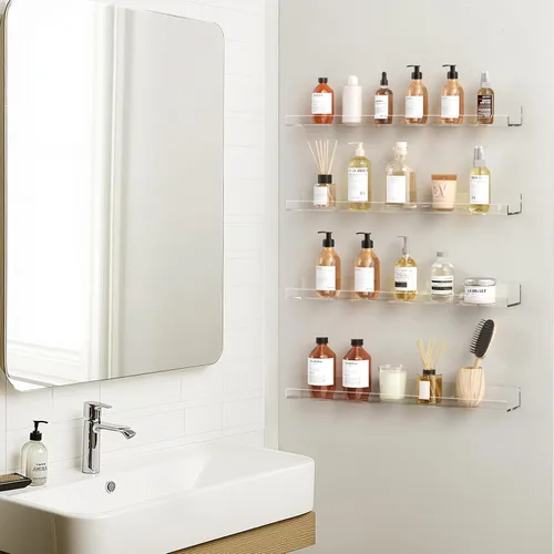 Miniatura 6 de HBlife Estantes flotantes de 36 pulgadas para montar en la pared, estantes de acrílico transparente para figuras, 16 pulgadas de espacio entre