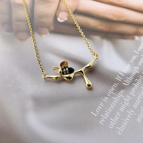 Miniatura 3 de Collar de abejorro con dije de abejorro, collares con colgante de miel goteante para mujer, joyería simple para uso diario, collares para mejores
