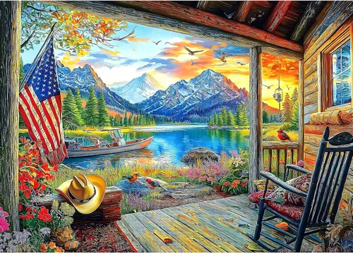 Miniatura 23 de Victorian House Sunset - Rompecabezas de 500 piezas para adultos, rompecabezas con flores de otoño y paisaje escénico, rompecabezas desafiantes Casa