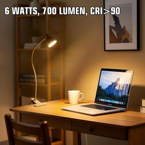 Miniatura 6 de Lámpara de lectura con clip de CeSunlight, lámpara de abrazadera para escritorio, 3000 – 6500K, temperatura de color ajustable, 6 modos