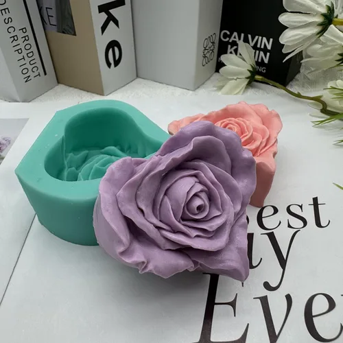 Miniatura 7 de Molde de jabón de rosas para bricolaje, moldes de silicona con forma de corazón y flor para velas de jabón, cera perfumada, mousse, pastel, Corazón