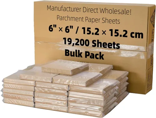 Miniatura 23 de Cuadrados de papel pergamino pequeños comerciales de 4 x 4 pulgadas (43,200 hojas), sin blanquear, antiadherentes, precortados, para envoltorios