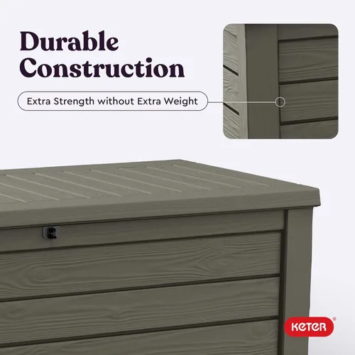 Miniatura 7 de Keter Westwood - Caja de almacenamiento grande de resina de 150 galones para muebles de patio, cojines de exterior, herramientas de jardín y Marrón