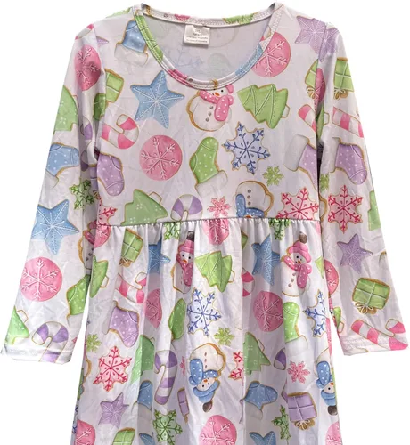 Miniatura 2 de Vestido de Navidad para niña pequeña, muñeco de nieve, árboles de Navidad, camión, a cuadros, reno, Papá Noel, vestido de invierno hasta la rodilla
