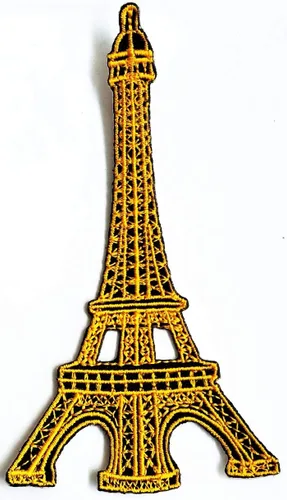 Miniatura 3 de Umama Juego de 3 parches dorados, Torre Eiffel, tela artesanal, París, Francia, viajes, vacaciones, caricatura, retro, divertido, bordado, apliques