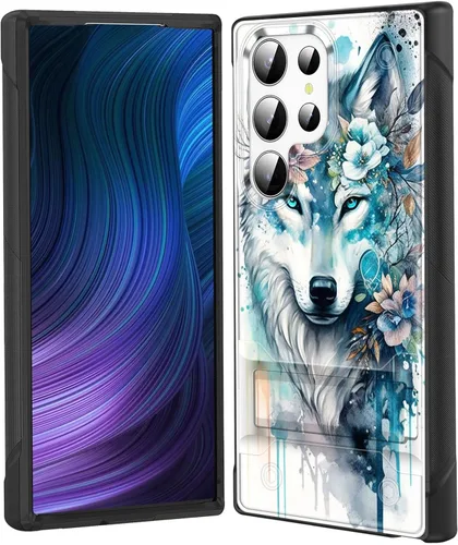 Miniatura 9 de Funda para Galaxy S24 Plus con soporte, doble capa híbrida de policarbonato duro y silicona suave, resistente a prueba de golpes, funda protectora