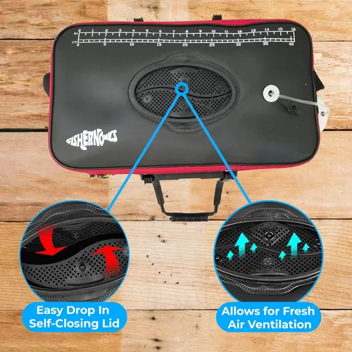 Miniatura 5 de Fishernomics Cubo de pesca plegable con bomba de aire, cubo de cebo vivo con aireador (6 galones/10 galones), a prueba de fugas con bolsillo lateral