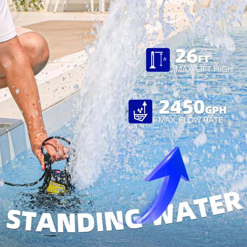 Miniatura 4 de Bomba de sumidero portátil MEDAS para piscina de natación, estanque de jardín, eliminación de agua del sótano con cable de alimentación de 10 pies