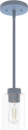 Hunter - Hartland 1 luz azul índigo, mini lámpara colgante, regulable, estilo casual, forma cilíndrica, para dormitorios, cocinas, comedor, salas de