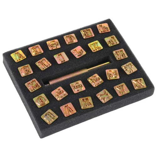 Juego de 27 piezas de herramientas artesanales estándar para sellos del alfabeto, 1/2" (13 mm) A-Z de cuero para estampación artesanal (1/2 pulgada)