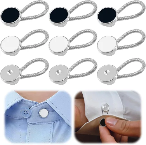 9 extensores de cuello de alta calidad para camisas de vestir, pantalones de mezclilla para hombres y mujeres, extensores de botón elásticos para el
