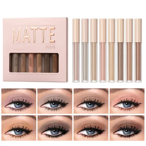 MAEPEOR Sombra de ojos líquida mate 8 colores neutral desnuda suave sombra de ojos ligera de alto pigmento e impermeable sombra de ojos líquida de