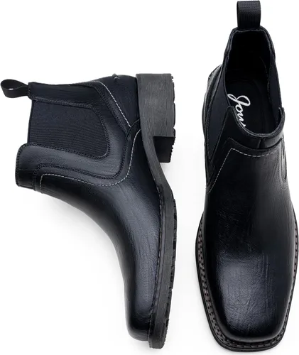 Miniatura 5 de Jousen Chelsea - Botas de vestir para hombre, con punta cuadrada, estilo casual, sin cordones