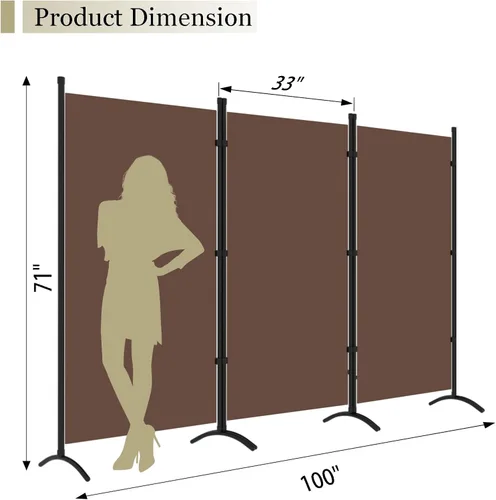 Miniatura 7 de Divisor de habitación de 3 paneles, pantalla de privacidad plegable de 6 pies, pared de división portátil para separación de oficina, dormitorio