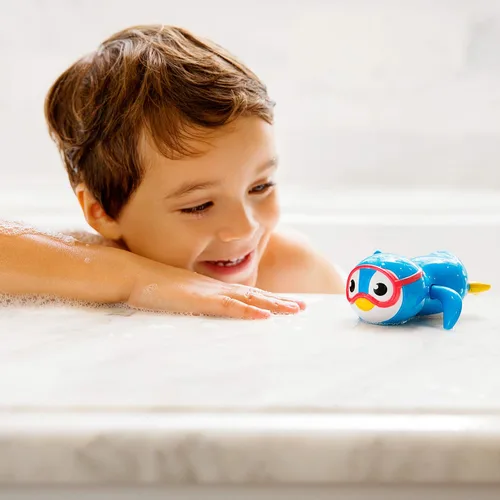 Miniatura 2 de Munchkin® Juego de elementos esenciales de baño con pingüino nadador de cuerda adicional, 3 piezas, gris