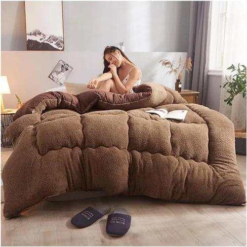 Miniatura 2 de ZTGL Edredón de algodón cálido para invierno, edredón de invierno de terciopelo de cordero, manta de cachemira de cordero para cama doble, núcleo