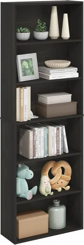 Miniatura 15 de Furinno GEHRY - Estantería para libros, 5 niveles, con estantes ajustables, 11.6 x 24.8 x 71.4 pulgadas, para oficina en casa, sala de estar, roble