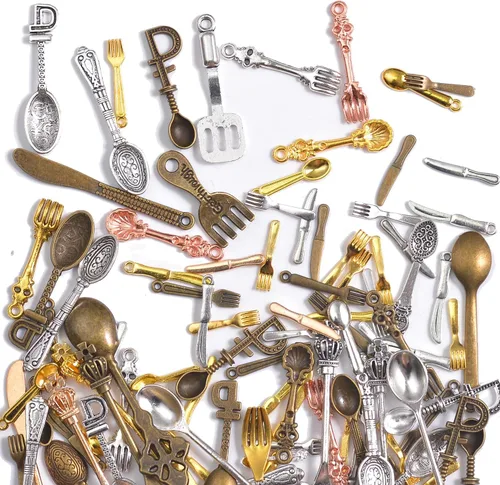 Miniatura 10 de stino - Abalorios de metal para hacer joyas 100 gramos, lote de adornos tibetanos en plata y bañados en oro para hacer joyas de collar, aretes