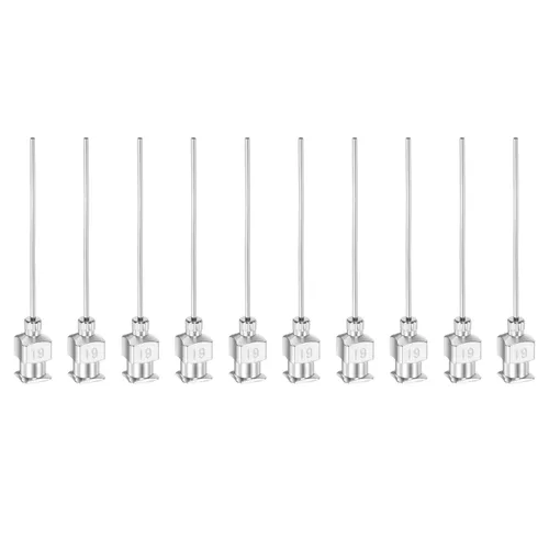 Miniatura 26 de HARFINGTON 10 agujas dispensadoras de acero inoxidable calibre 16, 1 1/2 pulgadas, tubo de aguja de pegamento de metal, puntas romas, Luer Lock