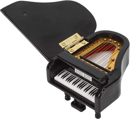 Miniatura 5 de Adorno para Navidad de instrumento musical Instrumento de madera pintado a mano con teclado y tapa de cierre, regalo de Navidad para pianista