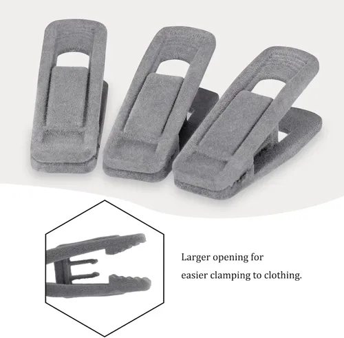 Miniatura 3 de Tinfol Clips de terciopelo para colgar, paquete de 50 clips de terciopelo para pantalones grises, clip para colgar ropa, alfiler de ropa de apertura