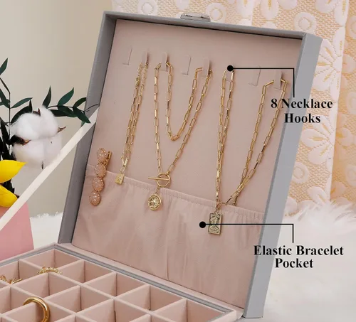 Miniatura 5 de misaya Joyero para pendientes para mujer, organizador de joyas con 50 ranuras, caja de soporte para aretes, anillos, collares, regalo para mujeres