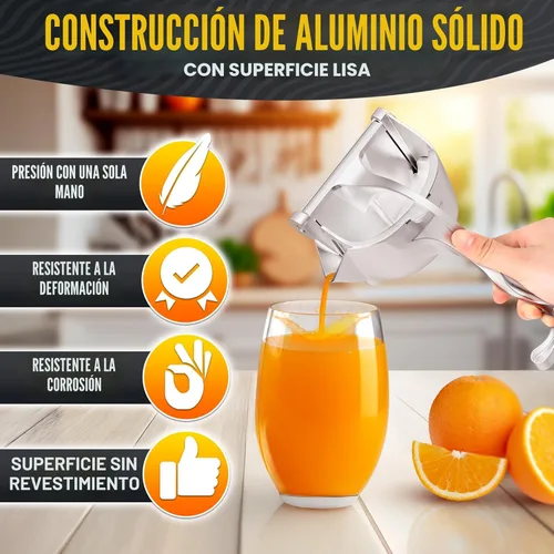Miniatura 3 de Exprimidor de mano con mango ergonómico resistente, cuenco de aluminio de 20 onzas con boquilla de vertido para verter sin ensuciar, prensa manual