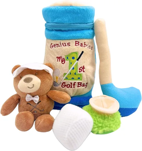 My First Baby - Bolsa de golf para bebé, juego de cinco piezas con miniclub, bola, camiseta, oso de peluche, mini bolsa, ligera, tamaño perfecto