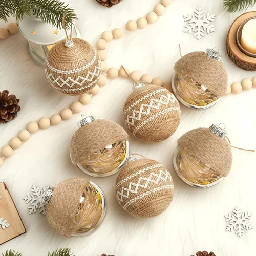 Miniatura 7 de XmasExp - Juego de adornos de bolas de Navidad para granja, adornos rústicos inastillables para árbol de Navidad, 12 unidades, 2.76 pulgadas
