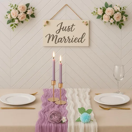 Miniatura 3 de 2 caminos de mesa de 13 pies para bodas, camino de mesa de algodón de lino, caminos de mesa de gasa, decoración de fiesta nupcial, decoración