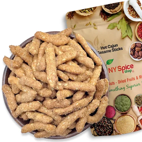 NY Spice Shop Palitos de sésamo cajún – Mezcla de aperitivos tostados de sésamo cajún picante de 1 libra – Bocados crujientes de sabor picante –