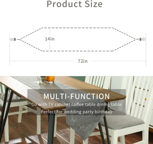 Miniatura 2 de Tosewever Camino de mesa decorativo de lino con borlas, colección de mesa de 14 x 72 pulgadas, caminos de mesa para todos los días, comedor, boda