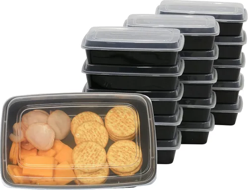 Miniatura 8 de Simple Houseware Paquete de 16 recipientes reutilizables de preparación de comidas de 28 onzas, 1 compartimento, sin BPA, apilables, aptos