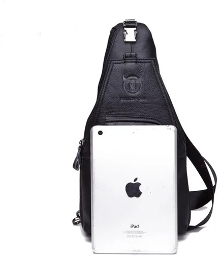 Miniatura 8 de Bolso de pecho de cuero genuino para hombre, bolso cruzado de hombro, bandolera, mochila de mensajero, mochila para negocios, casual