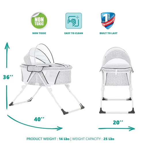 Miniatura 4 de Dream On Me Karley Plus- Moisés portátil para bebé en gris pálido