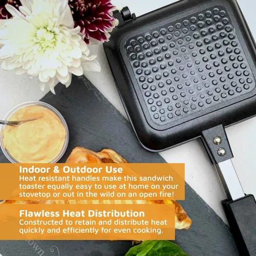 Miniatura 3 de Jean-Patrique Máquina de sándwiches para parrilla Panini, color negro – Máquina de queso a la parrilla antiadherente de cerámica con asas