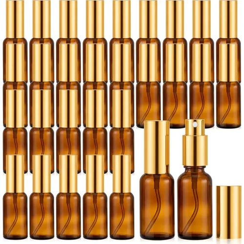 Miniatura 9 de Roshtia 30 Pcs 0.33 oz/ 10 ml Beech Wood Color Glass Spray Bottle Refillable Perfume Atomizer Clear Decorative Empty Bottles with Fine Mist Sprayer