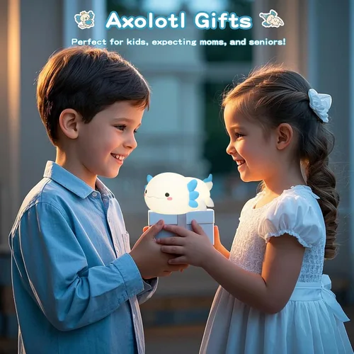 Miniatura 6 de FAMIDUO Luz Nocturna de Ajolote, Linda Lámpara de Ajolote, Luz Nocturna de Silicona de Grado Alimenticio para Guardería, Lámpara de Noche Axolotl