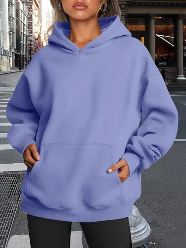 Miniatura 102 de Trendy Queen - Sudaderas extragrandes con capucha para mujer, suéteres de manga larga, sin botones, de vellón, de otoño, ropa de invierno