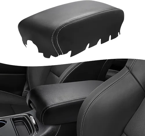 Miniatura 7 de KBH Funda de Reemplazo para Reposabrazos de Consola Central para Dodge Durango y Jeep Grand Cherokee 2011-2020, Cuero Vinílico, Tapicería para Negro