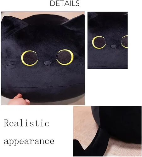 Miniatura 3 de Gato negro de peluche, juguete de felpa con forma de gato creativo, almohada suave, juguetes y regalos de muñecos lindos para novia, niños, niñas